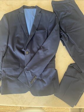 Zara Men's Dark Blue Two-Piece Suit